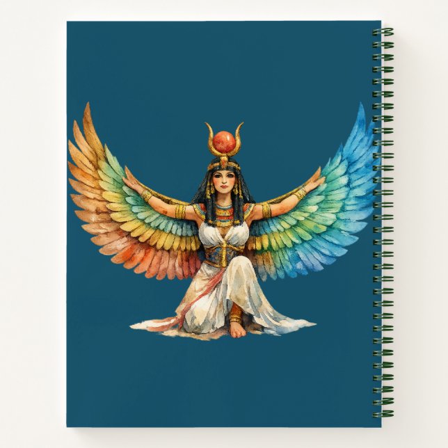 Winged Egyptian Goddess Mythology Inspired Design Notebook (Back)