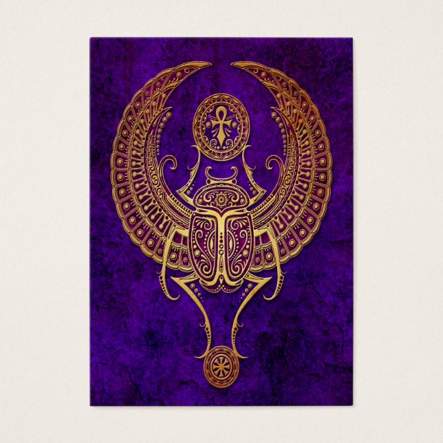 Winged Egyptian Scarab Beetle with Ankh - purple (Front)