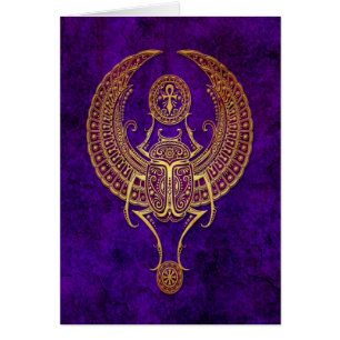 Winged Egyptian Scarab Beetle with Ankh - purple