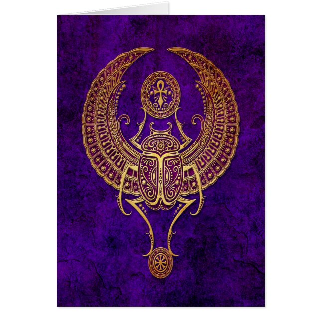 Winged Egyptian Scarab Beetle with Ankh - purple (Front)