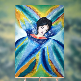 Winged Elegance - Abstract Painting of Woman  Acrylic Sign