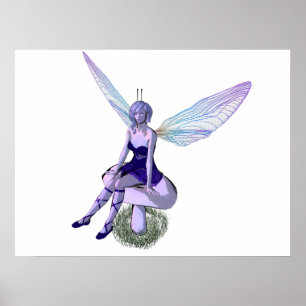Winged faery on mushroom poster