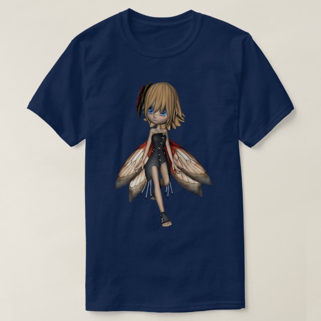 Winged Fairy Girl Anime Style T-Shirt (Design Front)