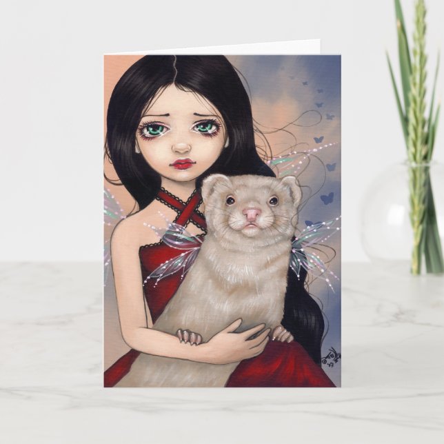 "Winged Ferret" Greeting Card (Front)