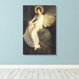 Winged Figure Seated Upon a Rock by Abbott Thayer Canvas Print