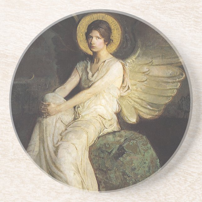 Winged Figure Seated Upon a Rock by Abbott Thayer Coaster (Front)