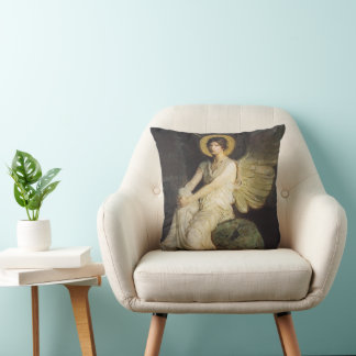 Winged Figure Seated Upon a Rock by Abbott Thayer Cushion