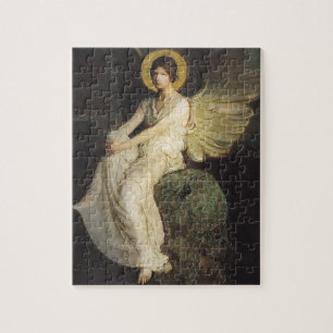 Winged Figure Seated Upon a Rock by Abbott Thayer Jigsaw Puzzle