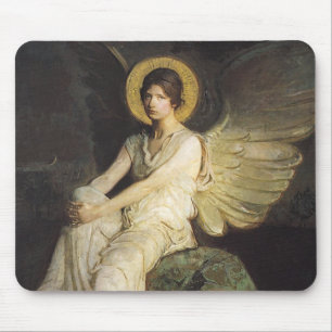 Winged Figure Seated Upon a Rock by Abbott Thayer Mouse Mat