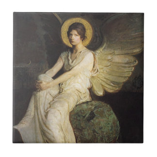 Winged Figure Seated Upon a Rock by Abbott Thayer Tile