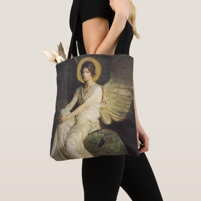 Winged Figure Seated Upon a Rock by Abbott Thayer Tote Bag (Close Up)