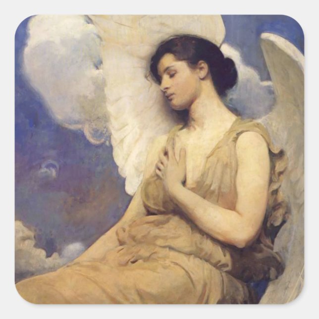 Winged Figure Vintage Angel Square Sticker (Front)