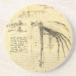 Winged Flying Machine Sketch by Leonardo da Vinci Coaster