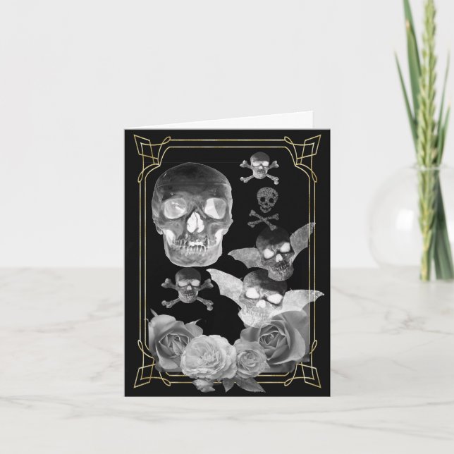 Winged flying skulls card (Front)