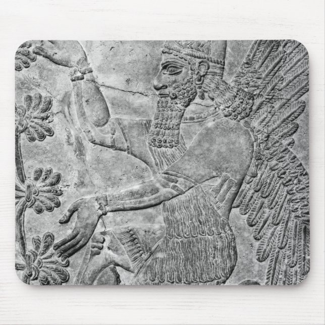 Winged Genie Worshipping the Sacred Tree Mouse Mat (Front)