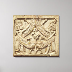 Winged genii, Assyrian Period, c.750 BC (ivory) Canvas Print