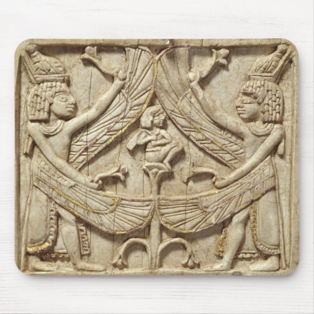 Winged genii, Assyrian Period, c.750 BC (ivory) Mouse Mat (Front)
