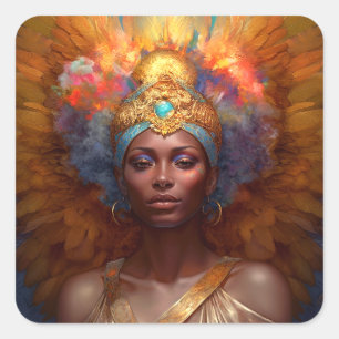 Winged Goddess Fantasy Art Square Sticker