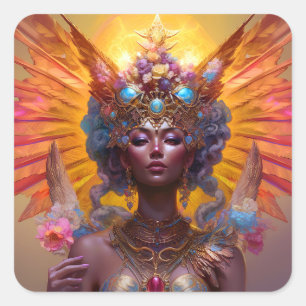 Winged Goddess Fantasy Art Square Sticker