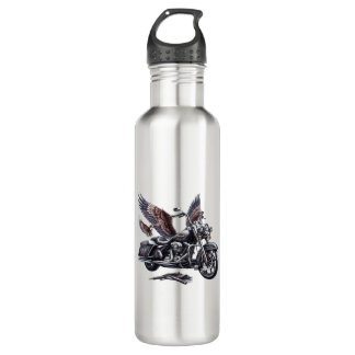 Winged Harley-Davidson Motorcycle Watercolor Illus 710 Ml Water Bottle