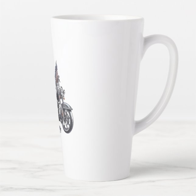 Winged Harley-Davidson Motorcycle Watercolor Illus Latte Mug (Right)