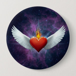 Winged Heart 10 Cm Round Badge