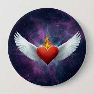 Winged Heart 10 Cm Round Badge