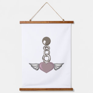 Winged heart chain charm - Aesthetic Angel design Hanging Tapestry