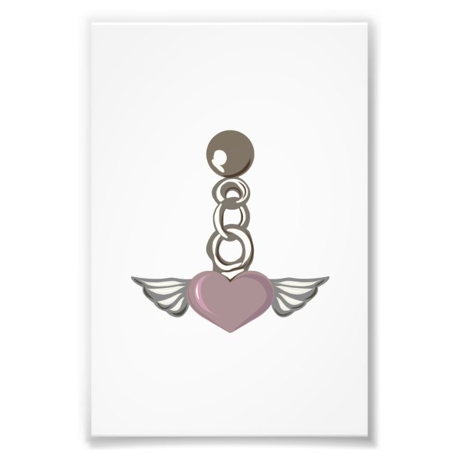 Winged heart chain charm - Aesthetic Angel design Photo Print (Front)