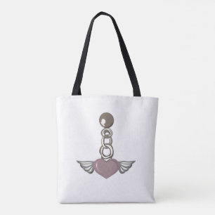 Winged heart chain charm - Aesthetic Angel design Tote Bag