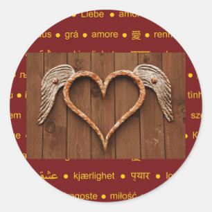 Winged Heart Classic Round Sticker