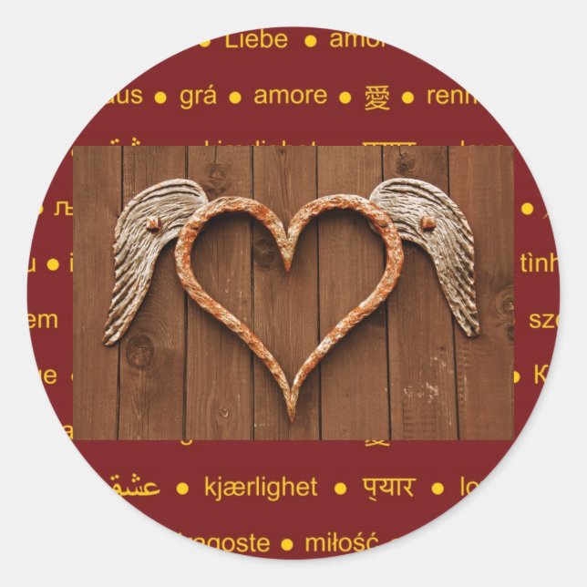Winged Heart Classic Round Sticker (Front)