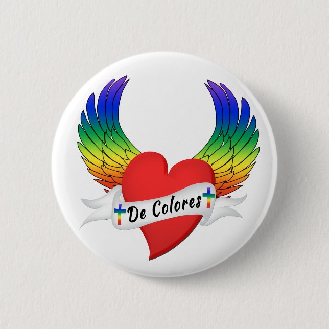 Winged Heart DeColores Palanca Button Pin (Front)