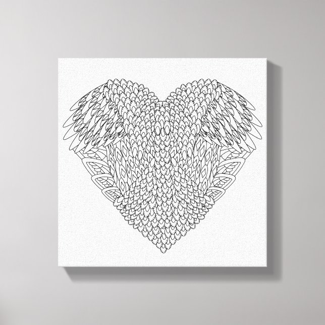 Winged Heart Doodle 6 Canvas Print (Front)