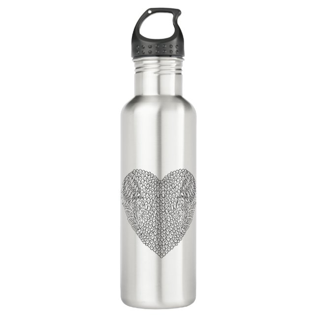 Winged Heart Doodle 710 Ml Water Bottle (Front)