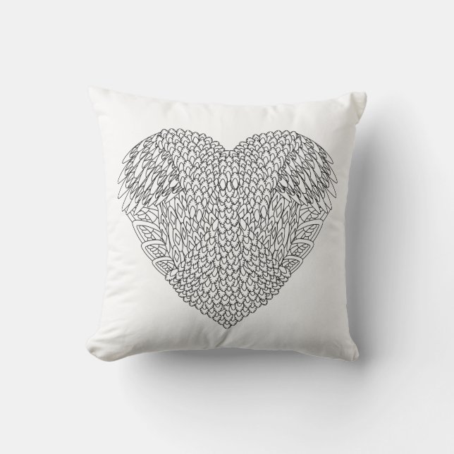 Winged Heart Doodle Cushion (Front)