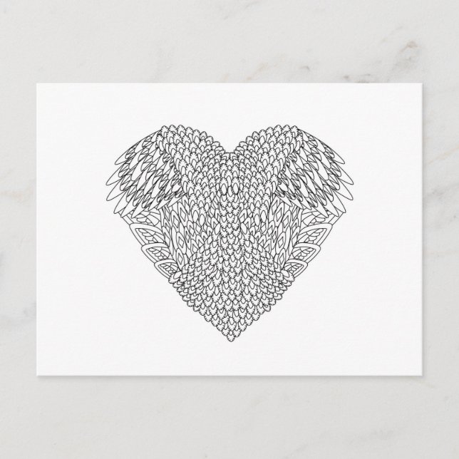 Winged Heart Doodle Postcard (Front)
