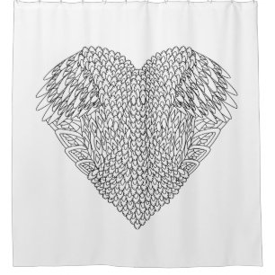 Winged Heart Doodle Shower Curtain