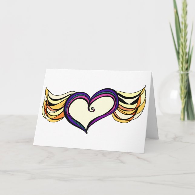 Winged Heart Greeting Card (Front)