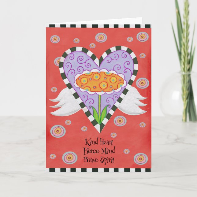 Winged Heart (Red) Greeting Card (Front)