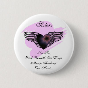 Winged Heart Sisters Button