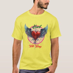 Winged Heart Sketch T-Shirt Design