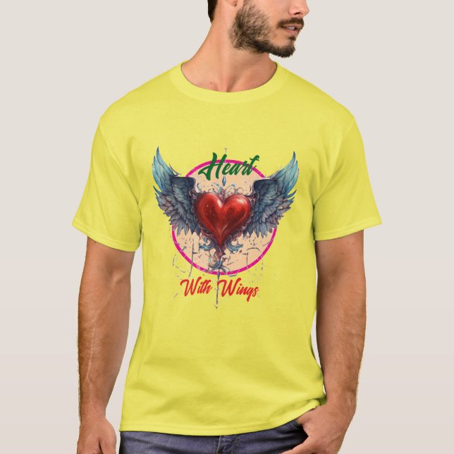 Winged Heart Sketch T-Shirt Design (Front)