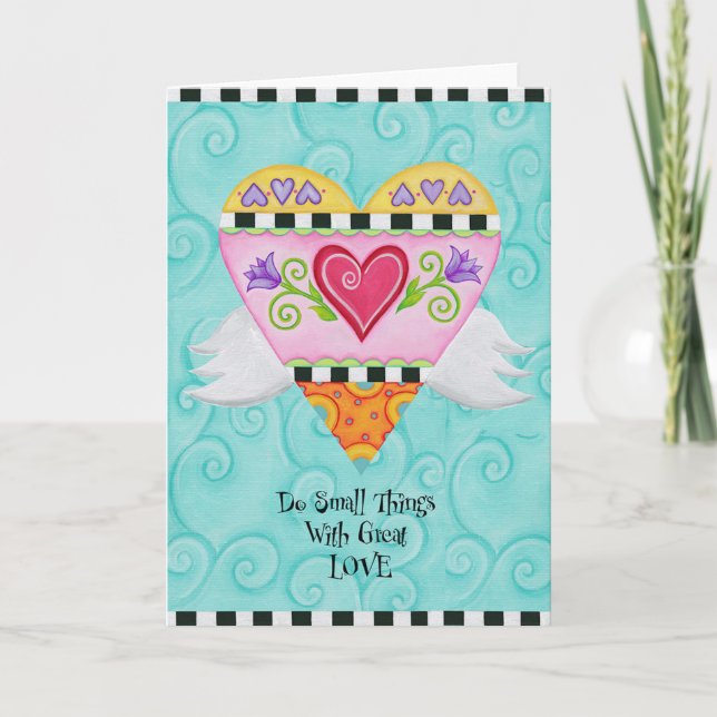 Winged Heart (Teal) Greeting Card (Front)