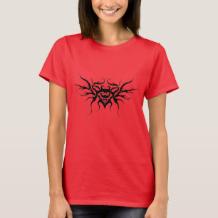 Winged Heart Tribal Design  - black and white T-Shirt