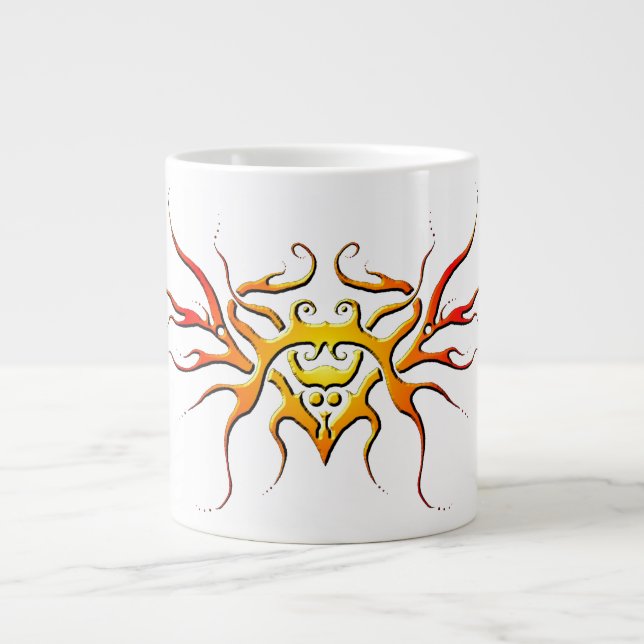 Winged Heart Tribal Design - red Large Coffee Mug (Front)