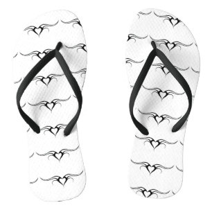 winged hearts tribal design flip flops