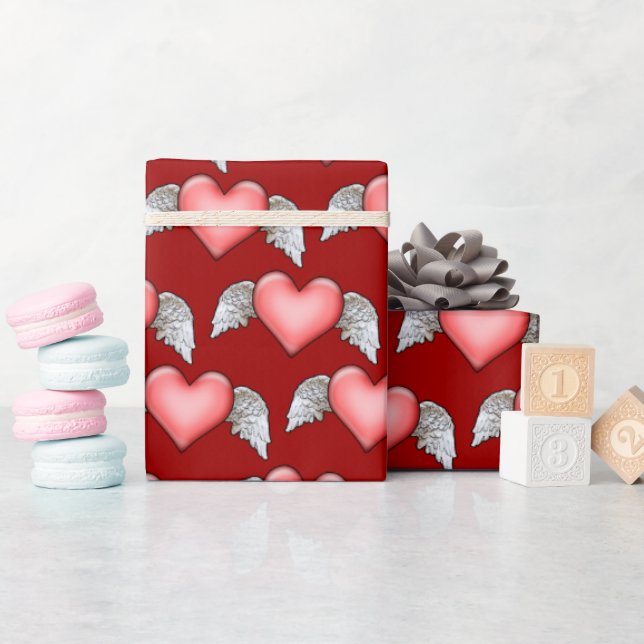 Winged Hearts ❤ Wrapping Paper (Baby Shower)