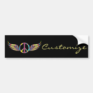 Winged Hippie Peace Symbol Thunder_Cove Bumper Sticker