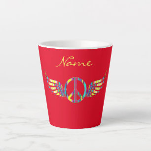 Winged Hippie Peace Symbol Thunder_Cove Latte Mug